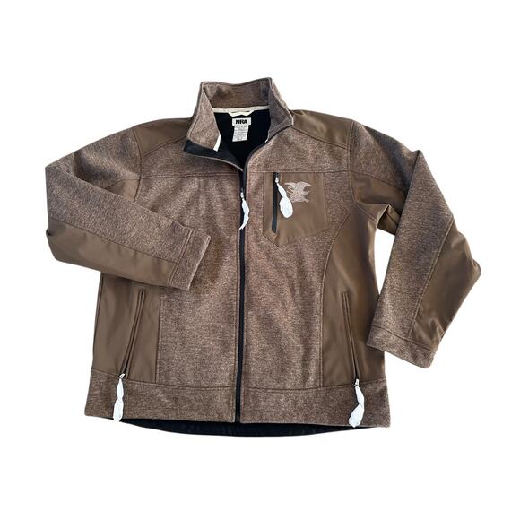 NEW NRA Soft Shell Fleece Jacket Men's XL Brown Performance Eagle Logo Full Zip - Picture 4 of 9